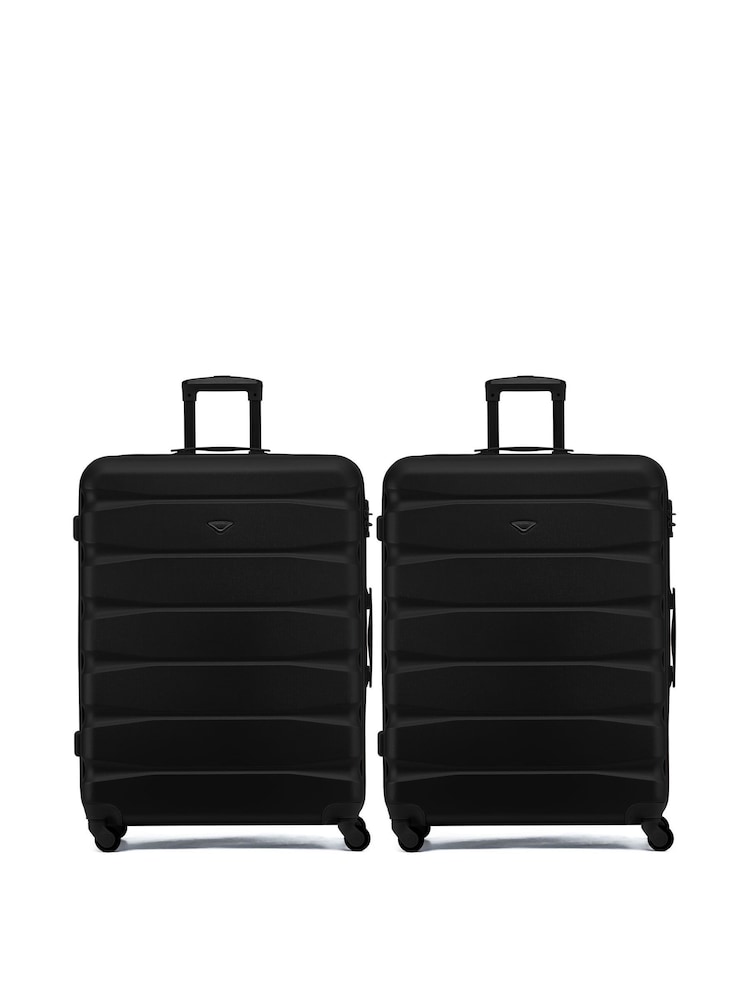 Flight Knight Large Check-In Hold Luggage Hardcase Travel Black Suitcases Set Of 2 - Image 1 of 8