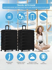 Flight Knight Large Check-In Hold Luggage Hardcase Travel Black Suitcases Set Of 2 - Image 2 of 8