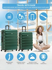 Flight Knight Medium & Large Green Check-In Hold Luggage Hardcase Travel Suitcases Set Of 2 - Image 2 of 8