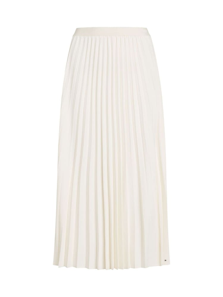 Tommy Hilfiger Cream Logo Waistband Pleated Midi Skirt - Image 5 of 6