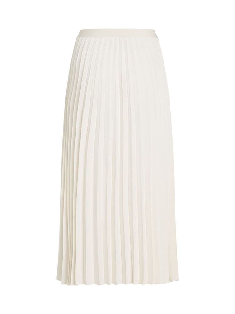 Tommy Hilfiger Cream Logo Waistband Pleated Midi Skirt - Image 6 of 6