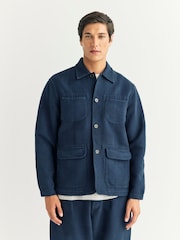 Universal Works Blue Patchwork Weave Labour Jacket - Image 1 of 5