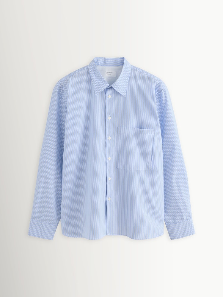 Universal Works Blue Square Pocket Striped Shirt - Image 8 of 8 Universal Works Blue Square Pocket Striped Shirt - Image 8 of 8