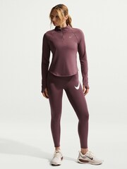 Nike Tattoo Brown Tempo Swoosh Run High-Waisted 7/8 Running Leggings - Image 1 of 5