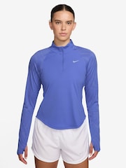 Nike Sapphire Blue Tempo Swoosh DriFIT 1/2 Zip Sweat Top - Image 1 of 3