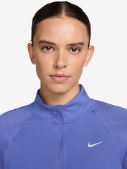 Nike Sapphire Blue Tempo Swoosh DriFIT 1/2 Zip Sweat Top - Image 3 of 3