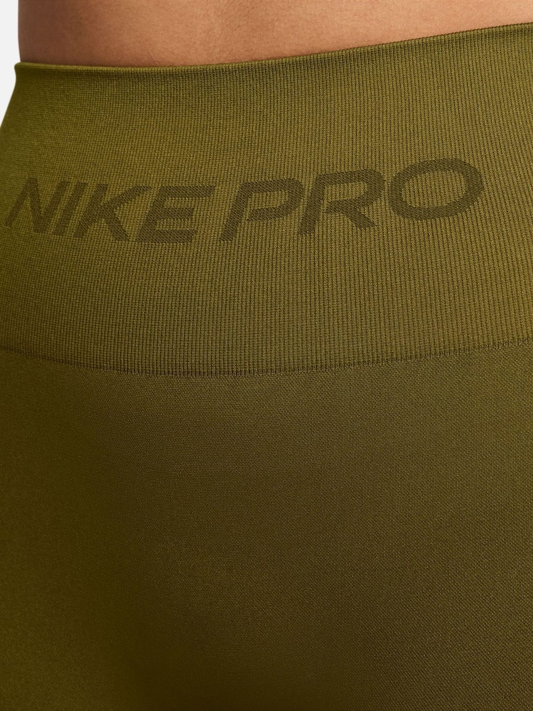 Nike Olive Flak Green Pro Seamless High Waisted 7/8ths Leggings - Image 5 of 5
