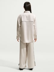 Nike Light Bone Neutral Satin Wide Leg Trousers - Image 5 of 7