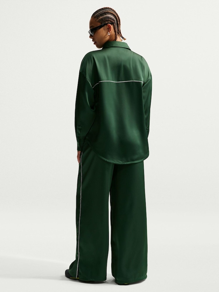 Nike Fir Green Satin Wide Leg Trousers - Image 2 of 5