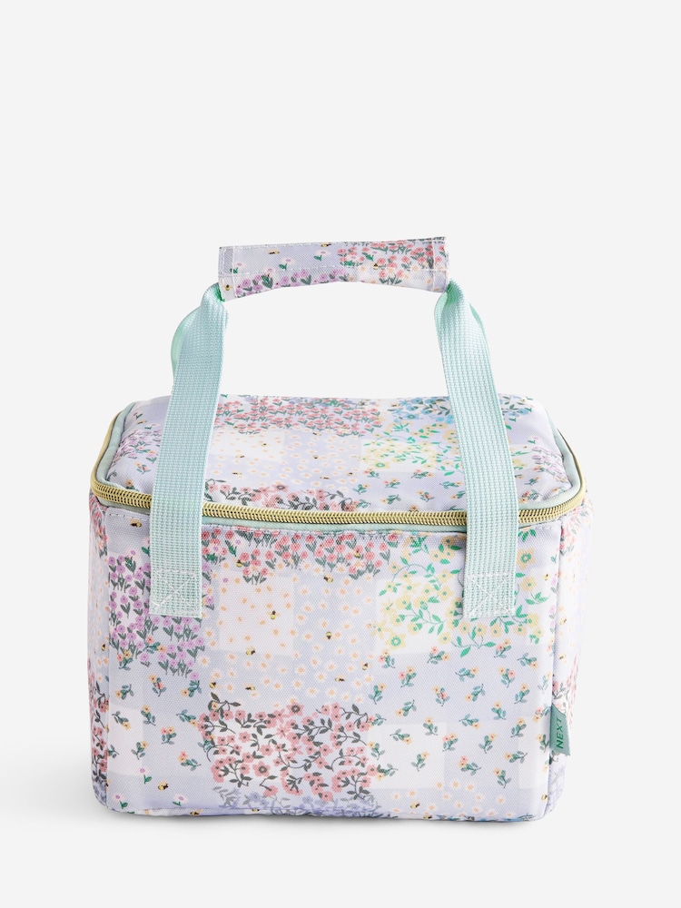 Lilac Purple Gingham Floral Lunch Bag - Image 4 of 4