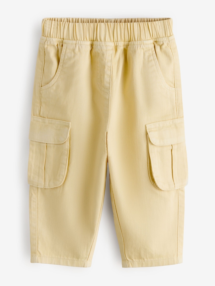 Yellow Pure Cotton Pull-on Cargo Trousers - Image 1 of 1
