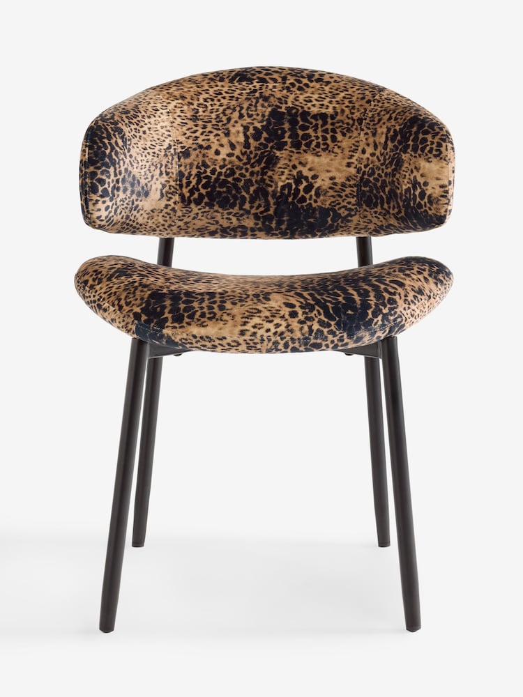 Set of 2 Opulent velvet Natural Leopard Bryer Dining Chairs - Image 1 of 5