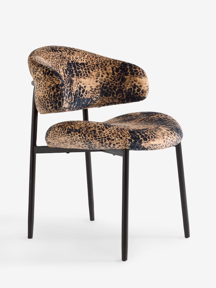 Set of 2 Opulent velvet Natural Leopard Bryer Dining Chairs - Image 2 of 5