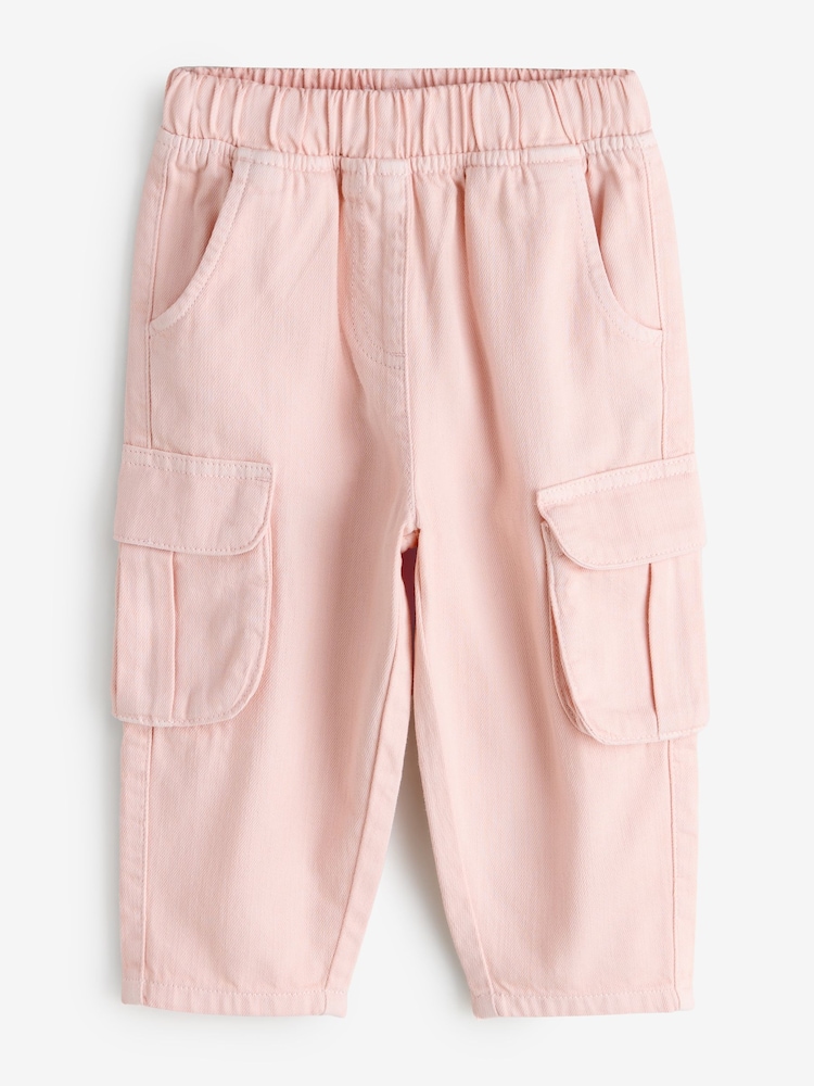 Pink Pure Cotton Pull-on Cargo Trousers - Image 1 of 1