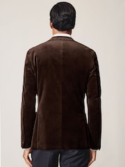 Schokoladenbraun - Reiss Royale Double-Breasted Velvet Blazer Regular-Fit - Bild 5 von 7