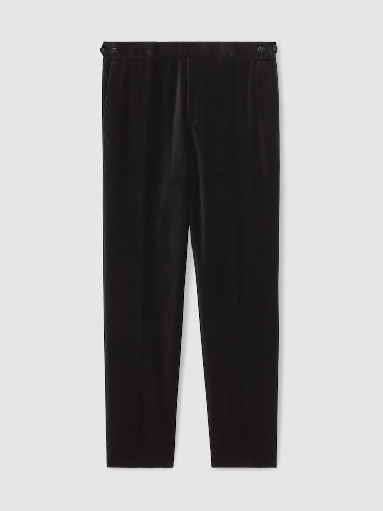 Reiss Black Royale T Velvet Tailored-Fit Suit Trousers - Image 2 of 7 Reiss Black Royale T Velvet Tailored-Fit Suit Trousers - Image 2 of 7