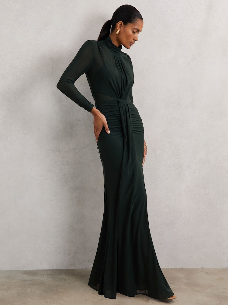 Buy Reiss Dark Green Danni Petite Ruched Long-Sleeve Maxi Dress from Next USA
