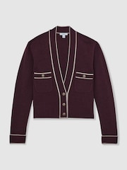 Reiss Burgundy/Neutral Eloise Cardigan - Image 2 of 5