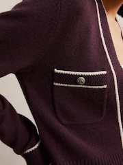 Reiss Burgundy/Neutral Eloise Cardigan - Image 3 of 5