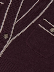Reiss Burgundy/Neutral Eloise Cardigan - Image 5 of 5