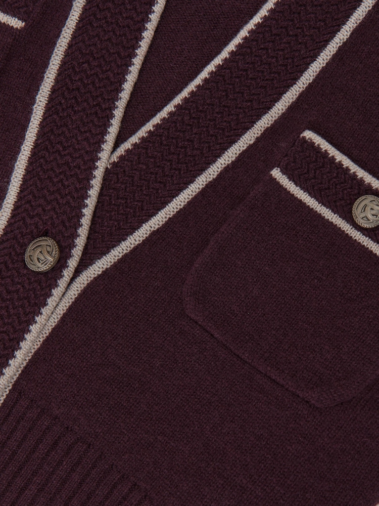 Reiss Burgundy/Neutral Eloise Cardigan - Image 5 of 5