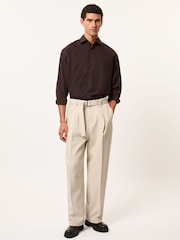Reiss Stone Atwell Monogram Relaxed-Fit Belted Trousers - Image 1 of 6