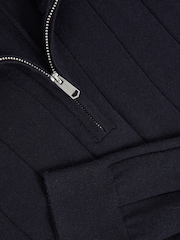 Reiss Navy Findlay Merino Wool Wide-Rib Half-Zip Jumper - Image 6 of 6