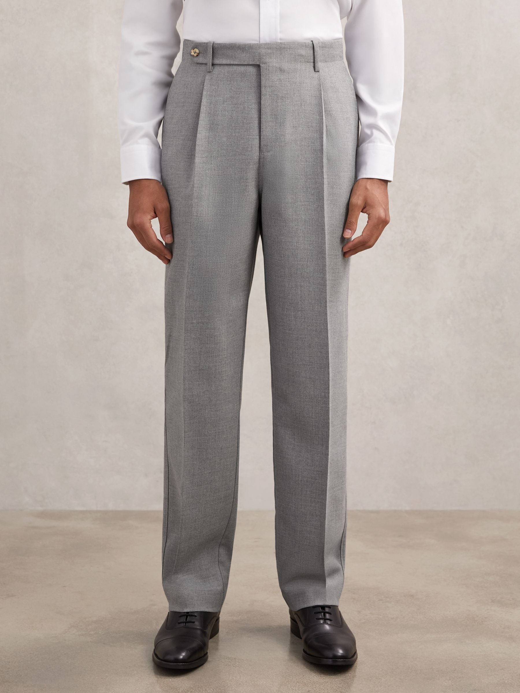 Buy Reiss Soft Grey Archie Tailored-Fit Pleated Suit Trousers from