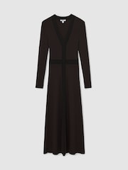 Reiss Chocolate Brown/Black Laura Knitted Dress - Image 2 of 5