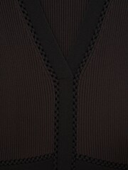 Reiss Chocolate Brown/Black Laura Knitted Dress - Image 5 of 5