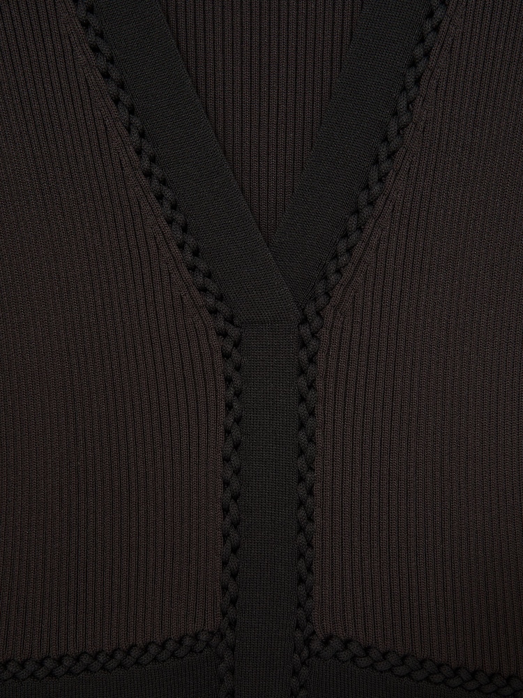 Reiss Chocolate Brown/Black Laura Knitted Dress - Image 5 of 5
