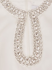 Reiss Ivory Leome Satin Crystal-Embellished Mini Dress - Image 6 of 6