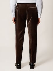 Reiss Chocolate Brown Royale T Velvet Slim-Fit Suit Trousers - Image 8 of 9