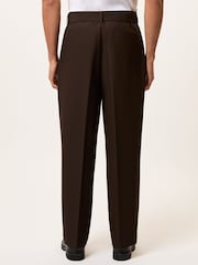 Reiss Brown Atwell Monogram Relaxed-Fit Belted Trousers - Image 6 of 7