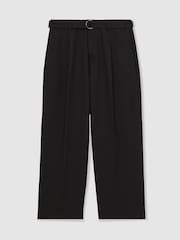 Reiss Black Atwell Monogram Relaxed-Fit Belted Trousers - Image 2 of 6