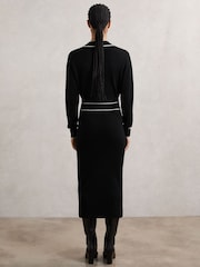 Reiss Black/Ivory Lorrie Petite Wool-Blend Tipped Dress With Cashmere - Image 5 of 7