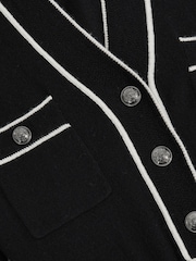 Reiss Black/Ivory Lorrie Petite Wool-Blend Tipped Dress With Cashmere - Image 6 of 7