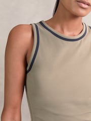 Reiss Khaki Green/Navy Becca Stretch-Cotton Jersey Tipped Vest - Image 3 of 5