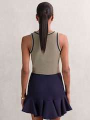 Reiss Khaki Green/Navy Becca Stretch-Cotton Jersey Tipped Vest - Image 4 of 5