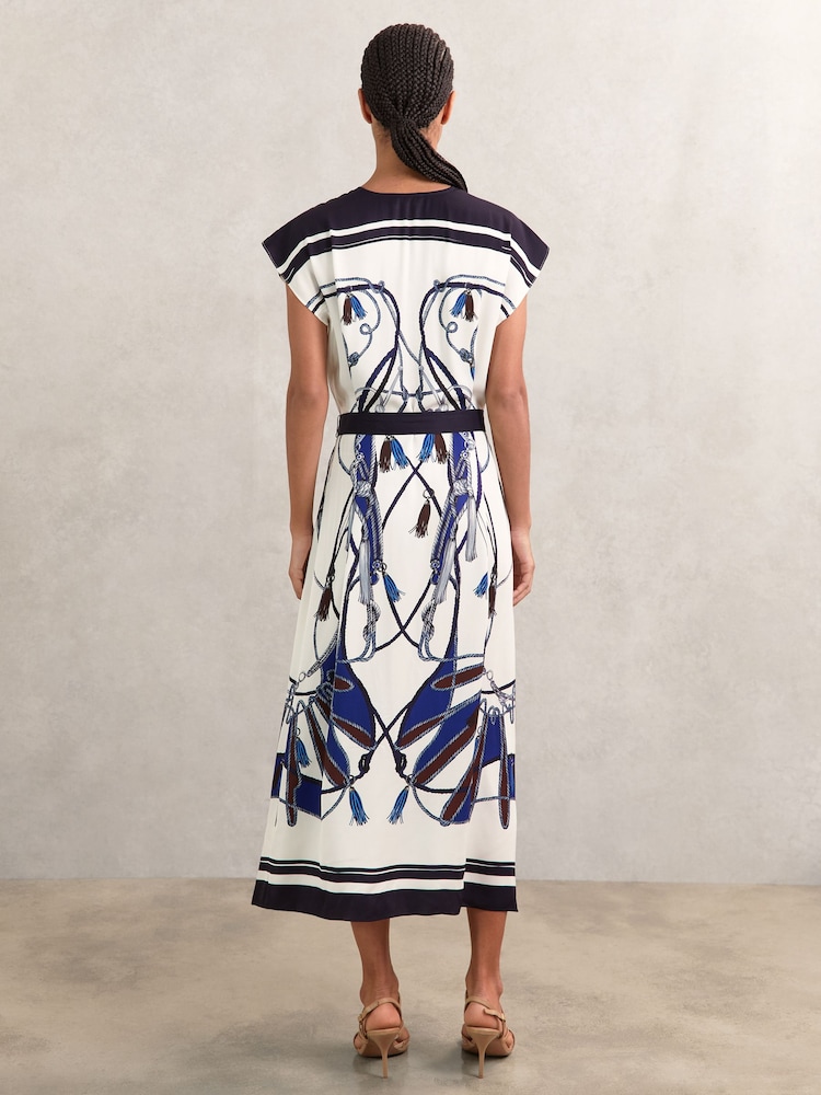 jersey midi dress with pockets Boden Women's Alba Smocked Jersey Midi Dress in Green main image 0