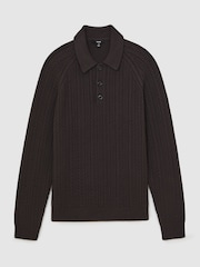 Reiss Chocolate Brown Evesham Cable-Knit Jumper With Wool - Image 2 of 7