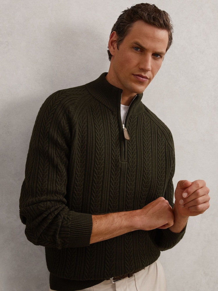 Reiss Dark Olive Green Loxley Jumper - Image 1 of 7 Reiss Dark Olive Green Loxley Jumper - Image 1 of 7