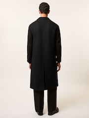 Reiss Black Goodman Monogram Long Double-Breasted Coat Wool-Blend - Image 6 of 9