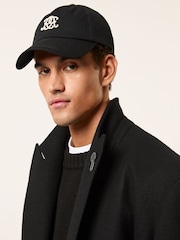 Reiss Black Goodman Monogram Long Double-Breasted Coat Wool-Blend - Image 8 of 9