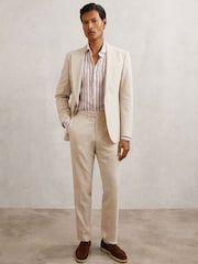 Reiss Dusty Rose/White Stripe Ruban Shirt - Image 4 of 6