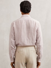 Reiss Dusty Rose/White Stripe Ruban Shirt - Image 5 of 6
