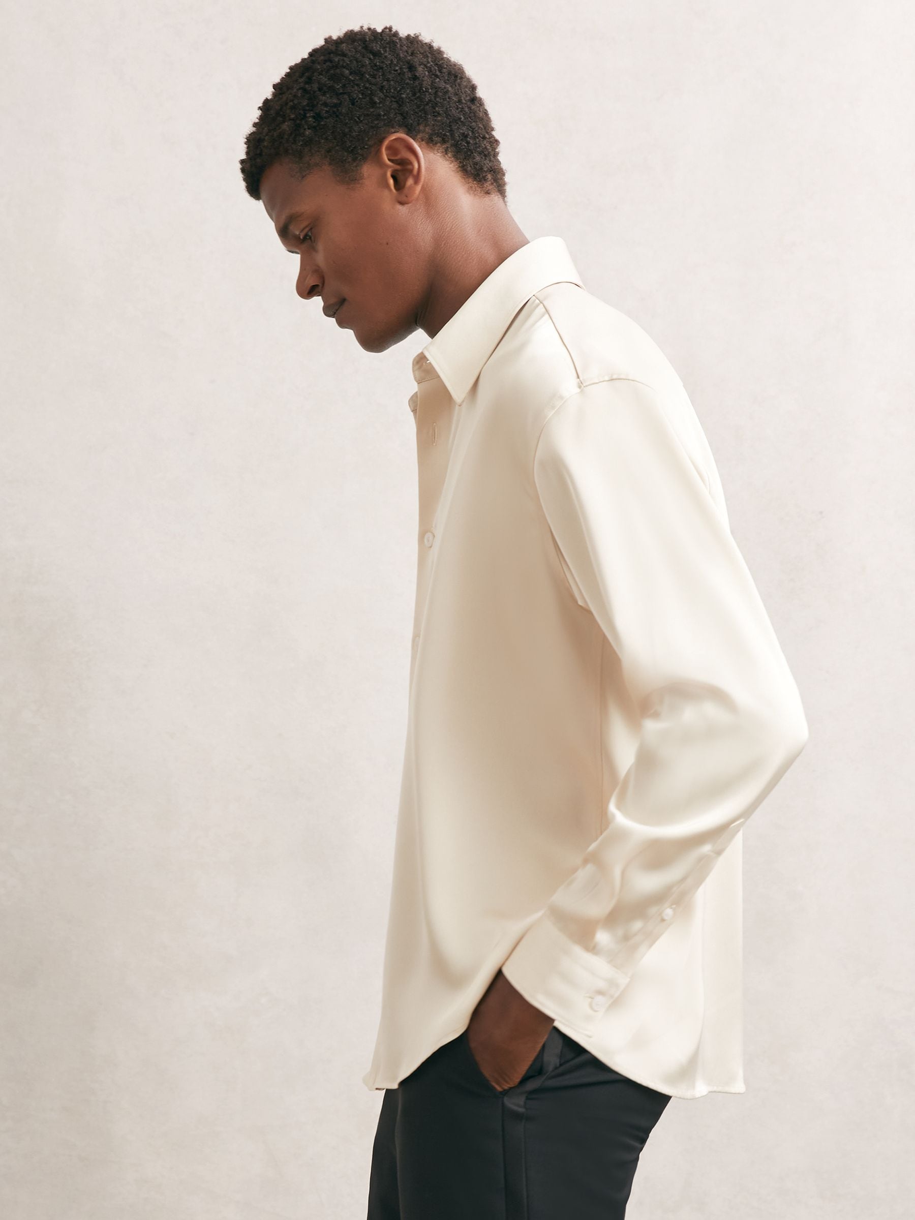 Buy Reiss Champagne Vantige Satin Long-Sleeve Shirt from Next USA