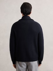 Reiss Navy Cannon Shawl-Collar Cardigan With Wool - Image 5 of 6