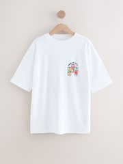 White Short Sleeve Oversized Canned Drinks Crew Neck T-Shirt - Image 5 of 8