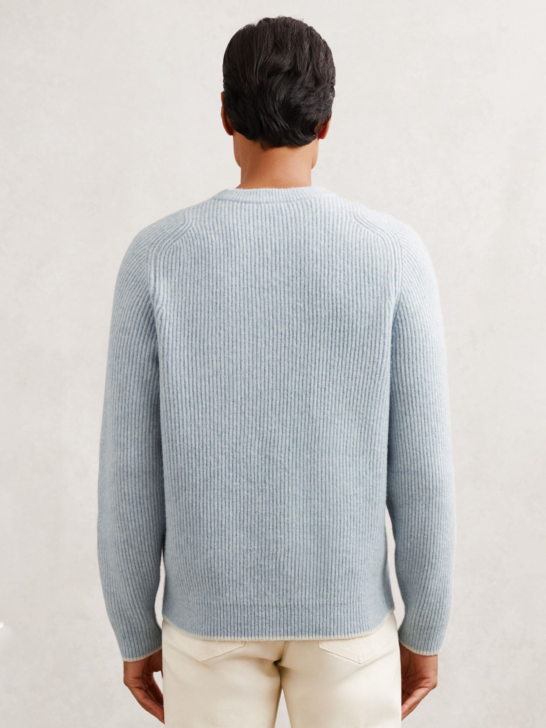 Buy Reiss Soft Blue Crammond Brushed Rib-Knit Crew-Neck Jumper